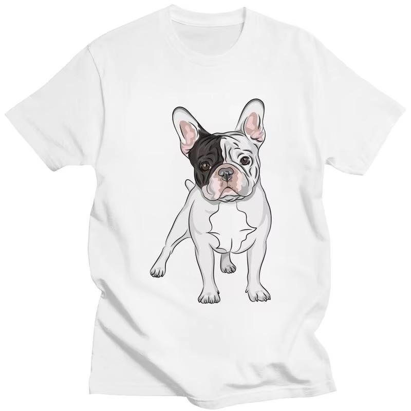 French Bulldog Graphic Tee for Unisex Short Sleeve Cotton T-Shirt Casual Frenchie Dog Print Top