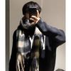 Scarf Winter Men's High-end Sense New Hippocampus Hair Black and White Plaid Korean Couple Warm Thickened Scarf Women