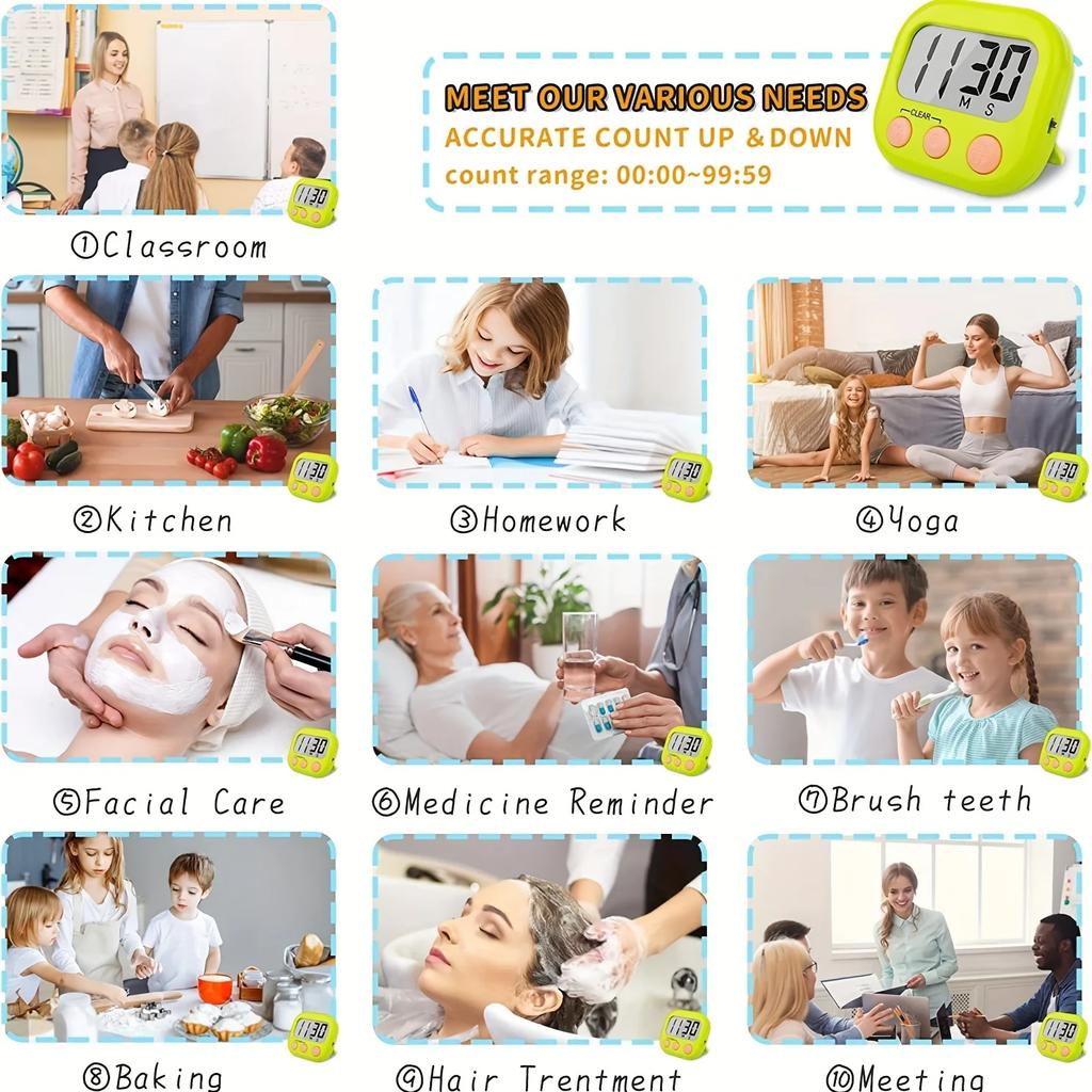 1 Kitchen Baking Electronic Timer, Large Screen Countdown Timer, Multifunctional Kitchen Baking Time Manager