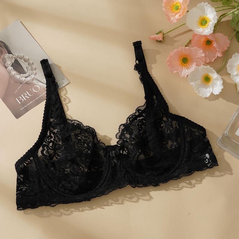 34-40 B/C Cup Plus Size Women Push Up Bra Lace Hollow Out Bralette Underwired Embroidery Lingerie Non-padded Sexy Underwear