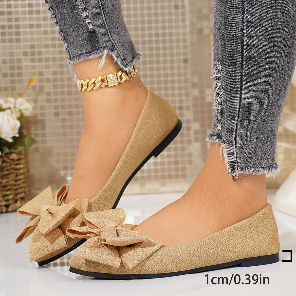 

Fashion Women Flats Bowtie Pointed Toe Shoes Female Walking Dress Shoes Spring Fashion Casual Footwear Shallow Zapatillas Mujer 43 хаки