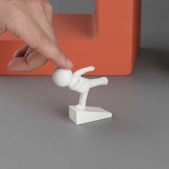 Jijijing Burr-free Doorstop, 3D Printed Stable Door Stop, One-Piece Molding Stopper, Kicking Man Design Doorstop Protects Walls Furniture