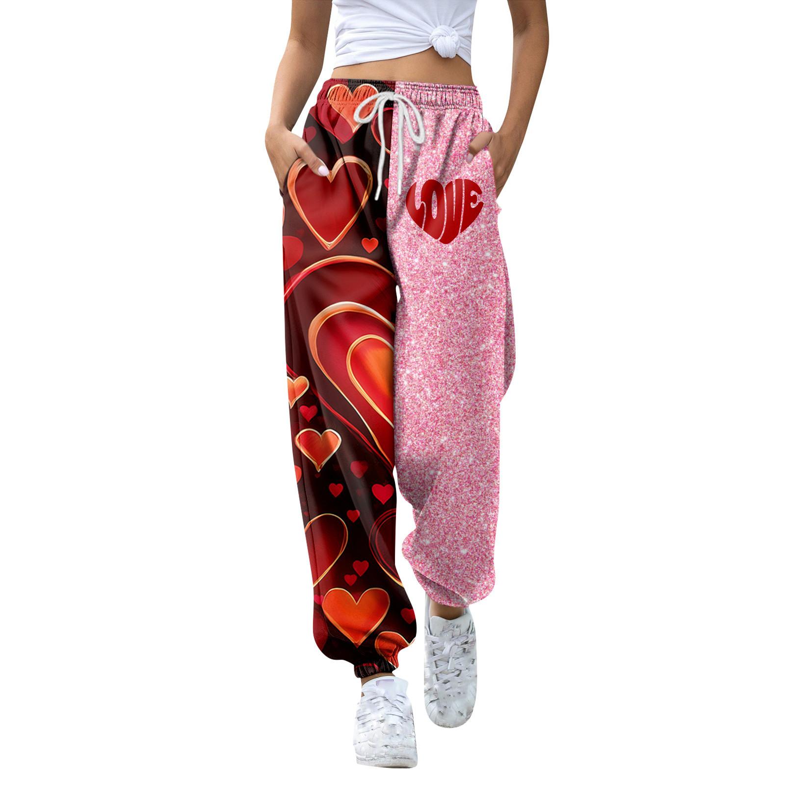 

Женские модные свободные однотонные повседневные спортивные брюки на День святого Валентина с завязками на талии L