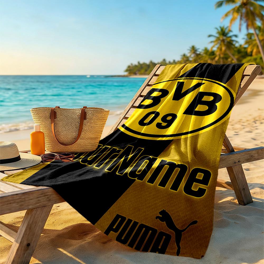 Borussia Dortmund Customize Text Beach Towel Super Soft Microfiber Quickdry Fabric Suitable for Swimming Gym Camping Yoga Vacation