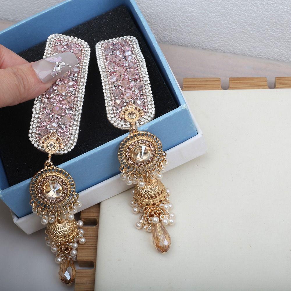 Crystal Ethnic Style Hair Clip Elegant Tassel Side Clip Chinese Style Tassel Hairpin  Bride