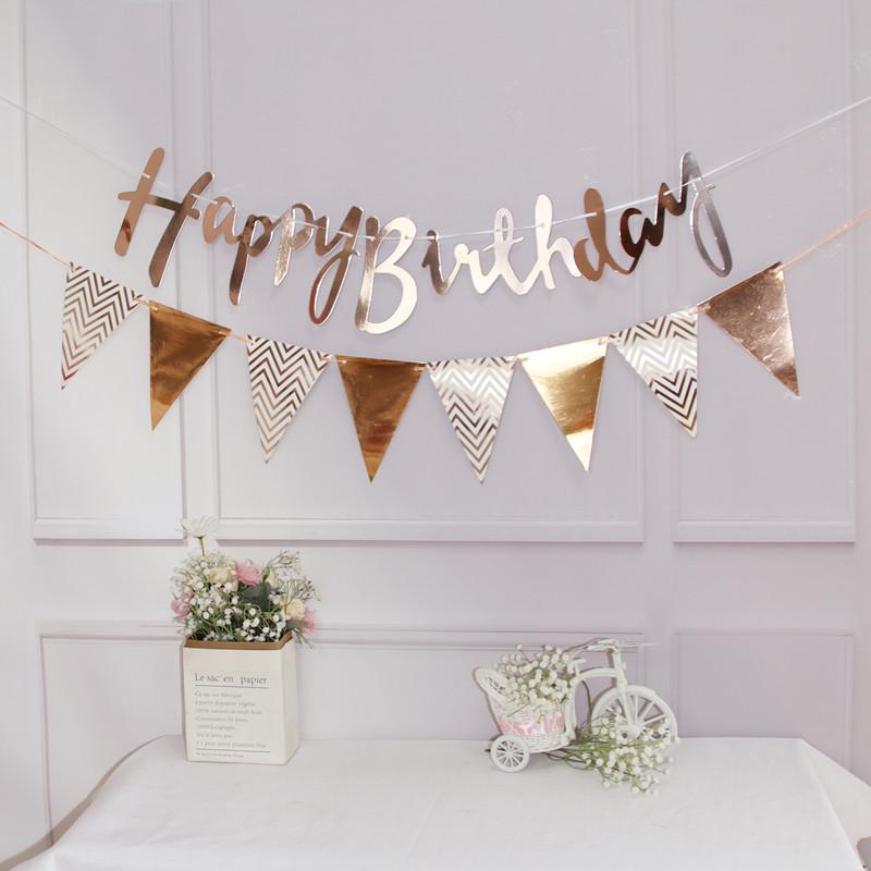 Forest Style Felt Triangle Party Flags In Brown, Blue, and Green