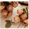 Simulated Flower Burnt Edge 5 Head Rose Withered Rose, Fake Flower Living Room Home Decoration Roasted Edge Rose Artificial Silk Flower Set of 3