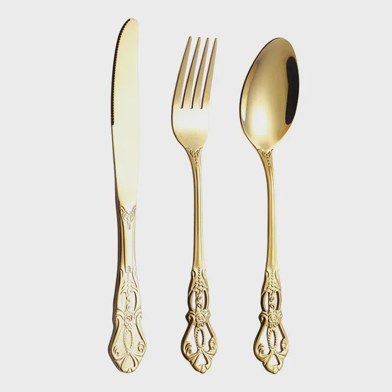 Stainless Steel Cutlery Set: Royal Steak Knife, Dessert Spoon, Salad Fork, Ice Spoon