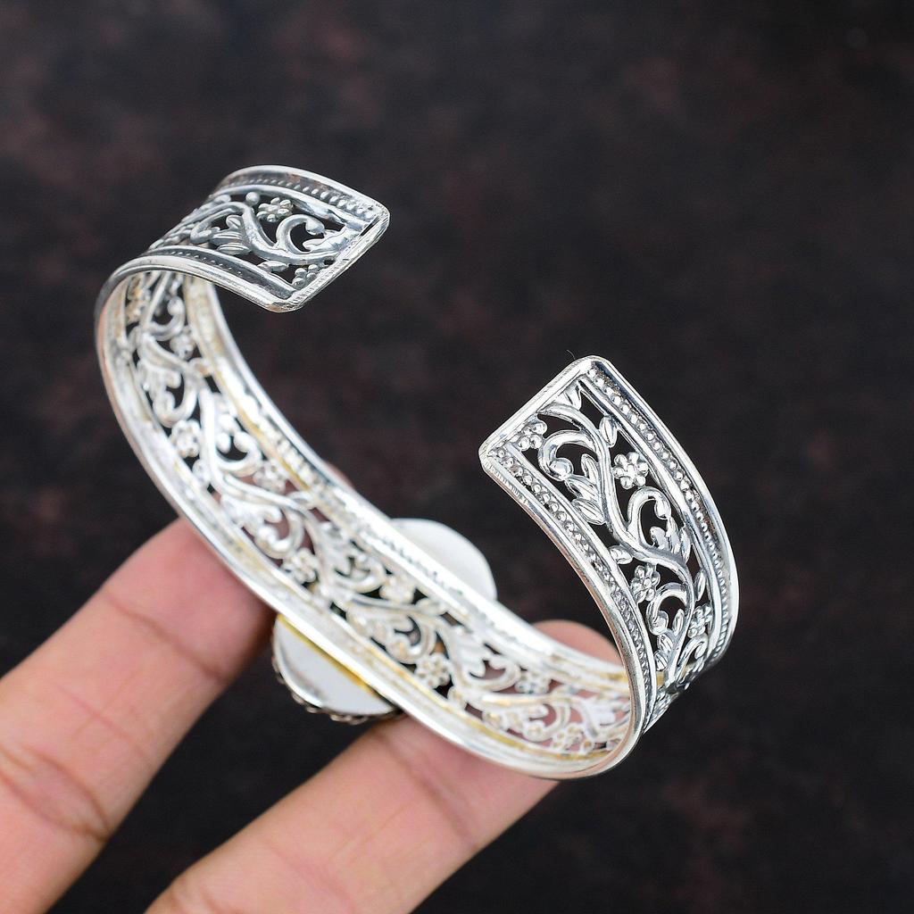Bracelet jonc pierre de lune arc-en-ciel : manchette réglable en argent sterling 925 faite main - France
