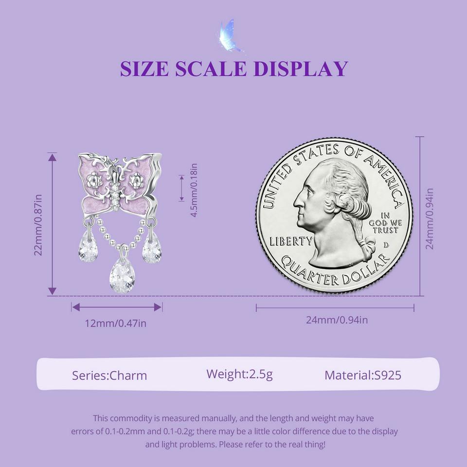 WOSTU Mystic Purple Series 925 Sterling Silver Butterfly Charms Elf Pendant Drop Zircon Moon Beads Fit DIY Bracelet Neckalce