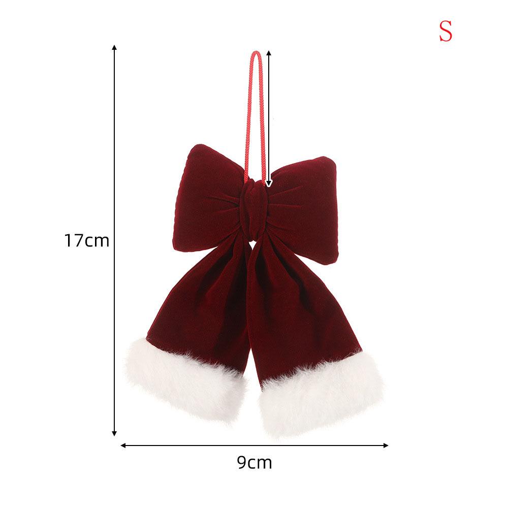 1pcs Red Bows Christmas Tree Decorations Velvet Ornament Bow with Rope for Xmas Home Wreath Fence Stairs Railing Fireplace Decor