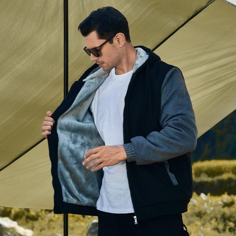 Cardigan Street Hoodie Sweater Fleece Thickened Hooded Jacket Men's Long Sleeve Men's Padded Jacket