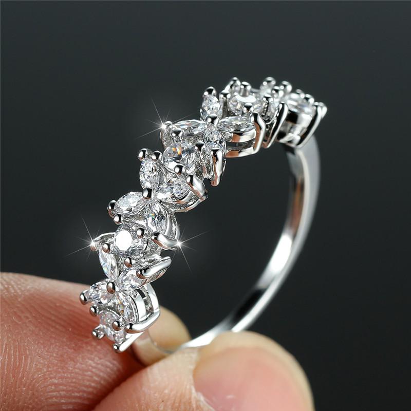 Luxury Female Crystal White Zircon Stone Engagement Ring Cute Wedding  For Women 6