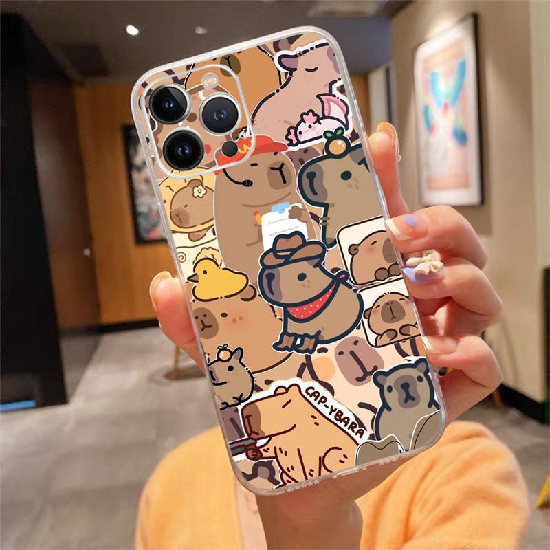 cartoon Cute capybara Phone Case Carcasa Funda For iPhone 17 Pro Max Air 16 15 14 13 Pro Max 15 16 Pro 15Plus Case