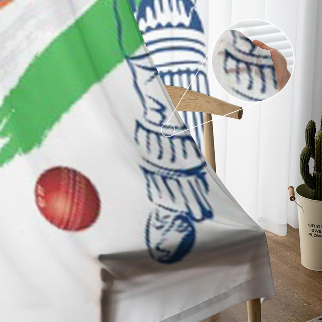 Abstract Cricket Player Hi The Ball Design By Brush Stroke Vector Tulle Sheer Curtains for Living Room Voile Organza Curtain