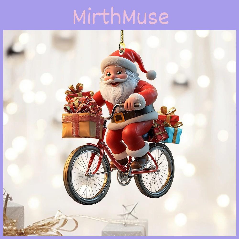 Rides Santa Claus Bike Decor Acrylic Pendant For Christmas Interior Enhancement