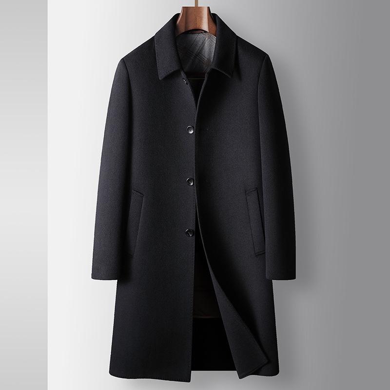 Mantel Herbst und Winter Mittel und Lang Jugend Business Entladung Entendaunenfutter Doppelseitiger Woll-Trenchcoat