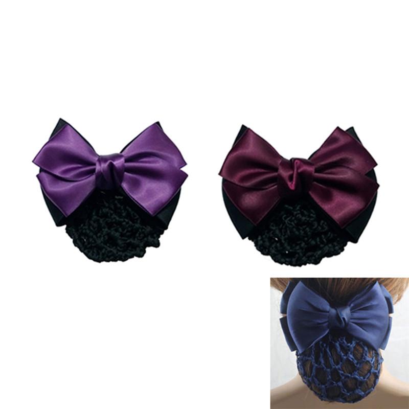 Bow Barrette Lady Hair Clip Cover Bowknot Bun Snood Women Hair Accessories