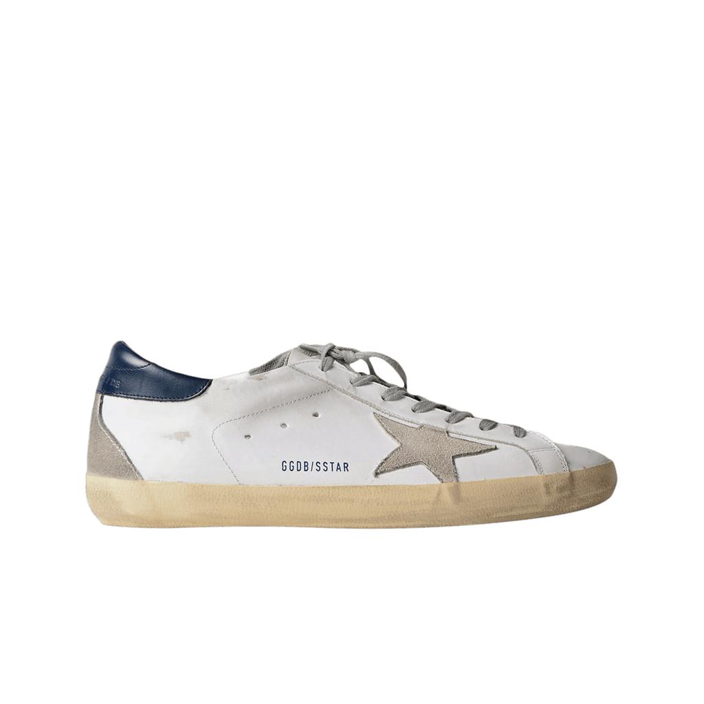 Golden Goose Superstar White Cream Blue Heel Tab Sneakers