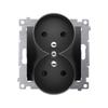 Simon 54 Premium Matt Black - Double Socket with Grounding DGZ2MZ.01/49
