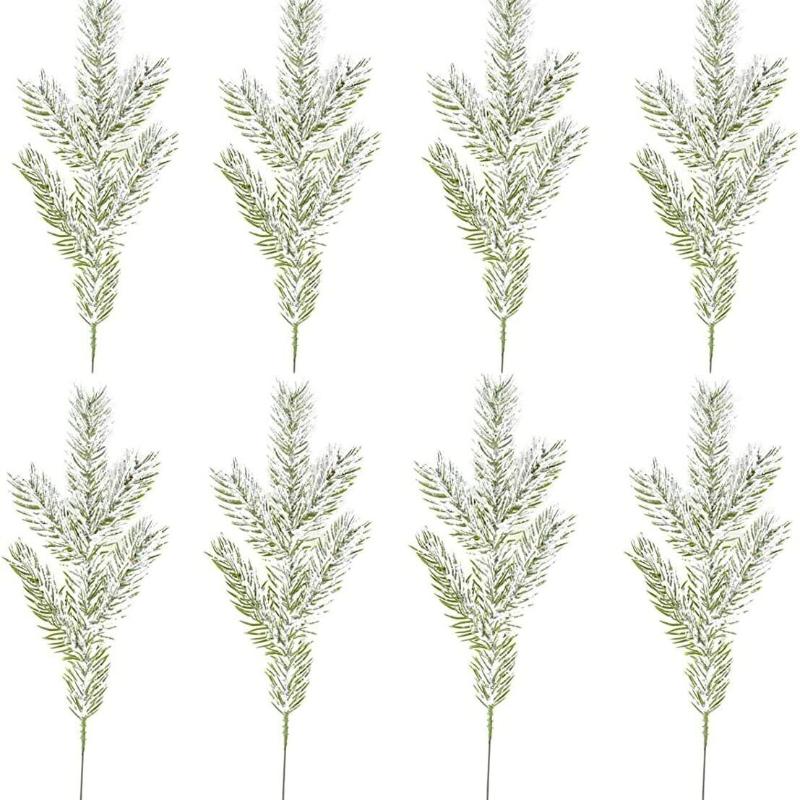 Artificial Fake Snow Frost Pine Branch   DIY Xmas Tree Party Ornament Home Christmas Decoration Supplies Gift Supplies