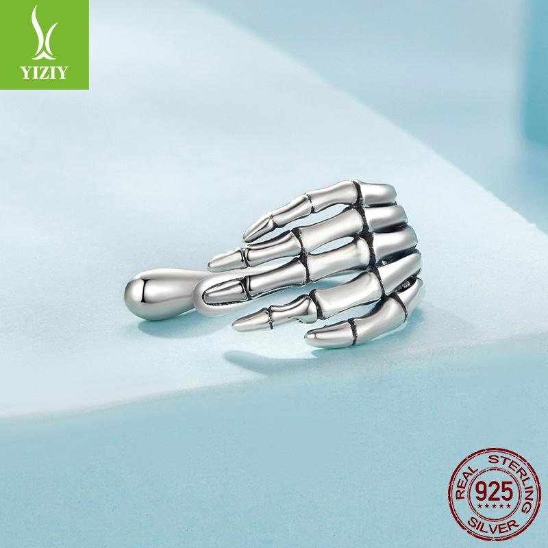 Mysterious Skeleton Hand Ear Bone Clip Without Ear Piercing, Fashionable Personalized S925 Sterling Silver Ear Bone Clip Earrings