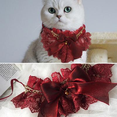 Bavaglino per animali domestici elegante pizzo splicing cotone collana per animali domestici gatto cane fiocco bavaglino