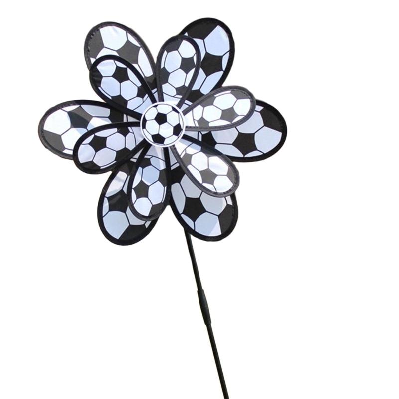 Lawn Decoration Spinner Two Layer Pinwheels with Stakes Eye Catching for Garden