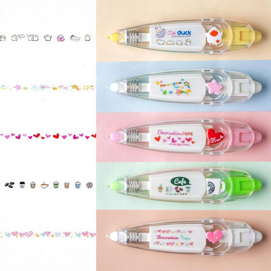 DIY Lace Decoration Tape Pen, Cute Erasers Decorative Pens, Scrapbooking Stickers Diary Decor Tape, Lace Correction Tape Roller Pen, Creative Cartoon