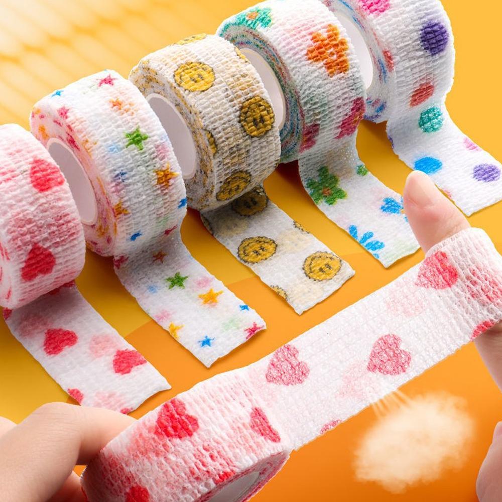 5Pcs/Lot 2.5cm Wide Self Adhesive Colorful Elastic Bandage Wrap Stretch Self-Adherent Tape