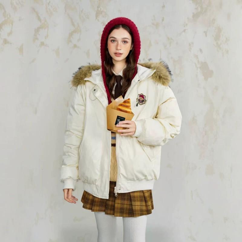 Hooded Fleece Parka Couples 2026 Winter Warm Padded Jacket Short Workwear Cotton Coat