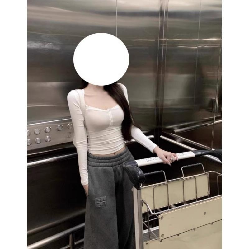 Pure Desire Large Neckline Bottoming Shirt Top Women's Spring Sexy Pure Desire Style with Short Fashionable Age-reducing Shirt