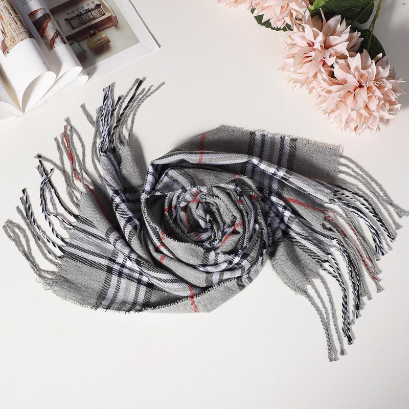Stylish British Plaid Cashmere-Feel Scarf for Men & Children - Autumn/Winter Warm Shawl & Snood
