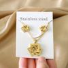 LUXUKISSKIDS Golden Waterproof Jewelry Sets Stainless Steel for Woman Wedding Party Accessorires Fashion Necklace Earrings Set