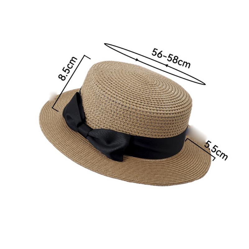 Flat Top Hat Women's Summer Straw Hat Seaside Beach Sunshade Hat