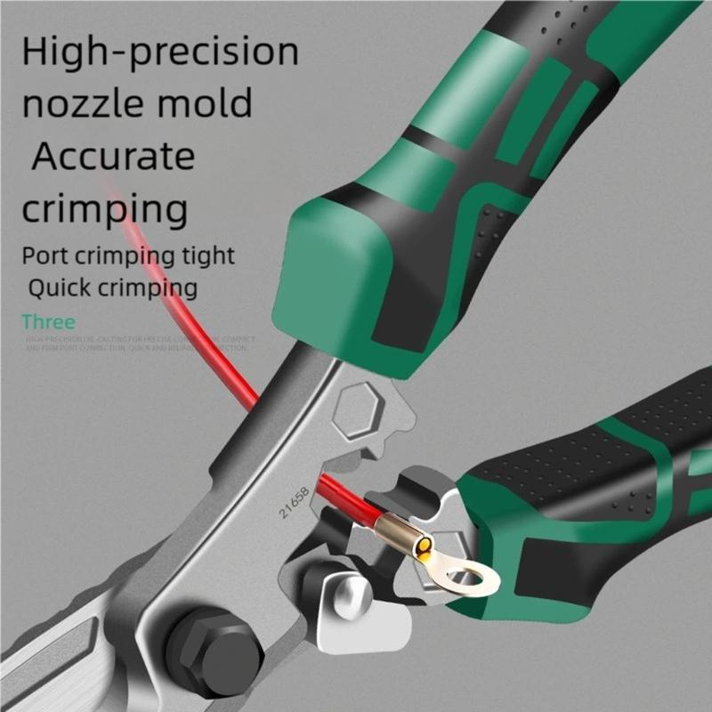 Professional Tin Snips With Crimper Pliers Tool Hexagonal Key Serrated Blade Ergonomic Comfortable Grip Nonslip Design