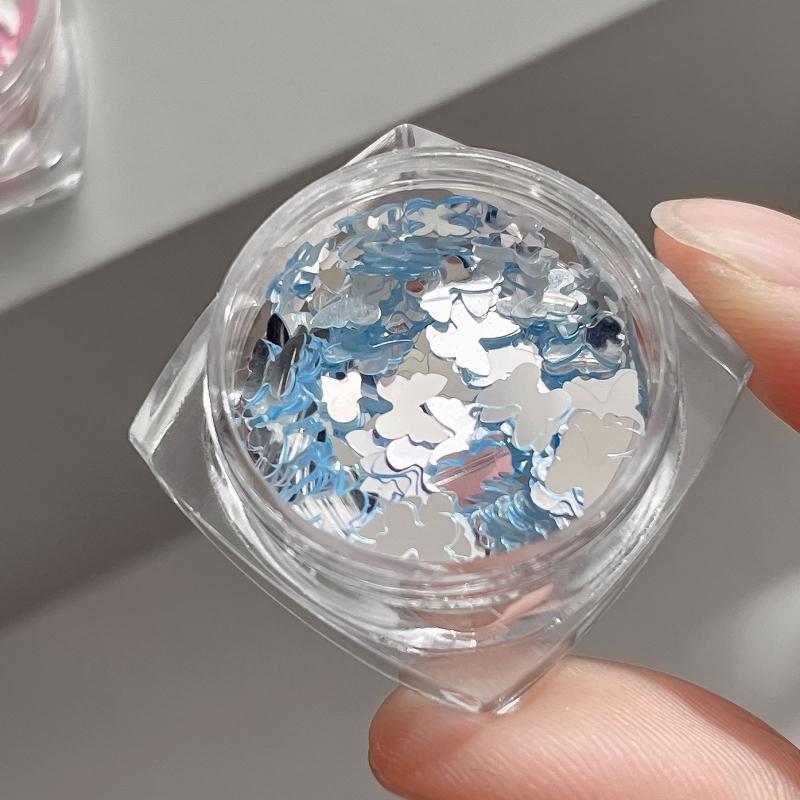 2Pcs Laser Sequin Butterfly Star Glitter Powder Nail Art Accessories Decorations Diy Manicure Tool