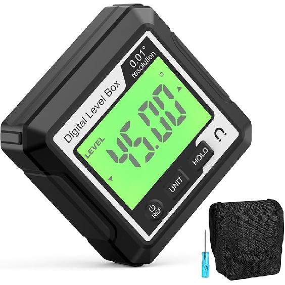 Цифровой угломер Магнитный ЖК-дисплей Цифровой уровень-транспортир Куб Инклинометр с подсветкой Измерительный инструмент для деревообработки Цифровой уровень-коробка Black+white