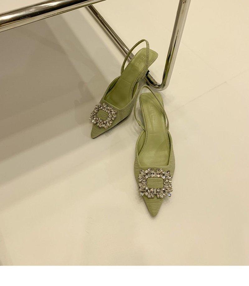 Fashion 2025 spring stiletto toe drag Korean version sexy party sandals women's shoes rhinestone fashion summer sandals zapatos de tacón