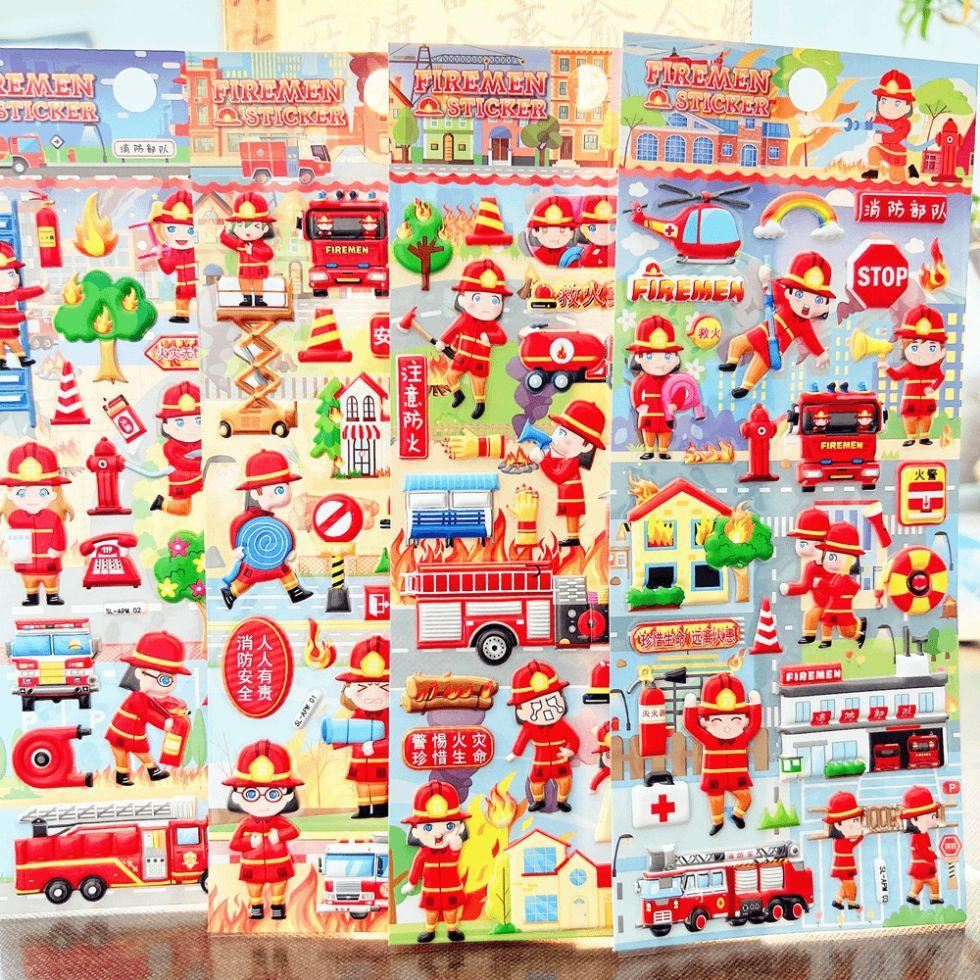 Firefighter 3D Children's Cartoon Foam Boy Stickers Early Education Toys Environmental Education Stickers Reward Stickers