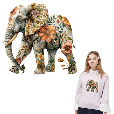 Elephant Patch Htv For T-Shirts Hat Heat Press Appliqued Diy Hoodies Clothes Stickers Thermal Patcheseasy To Print