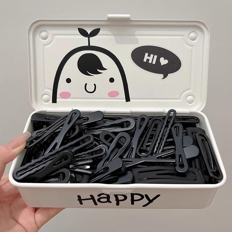 Elegant Black Metal Hair Clip for Women - Forehead, Bangs, Duckbill Style