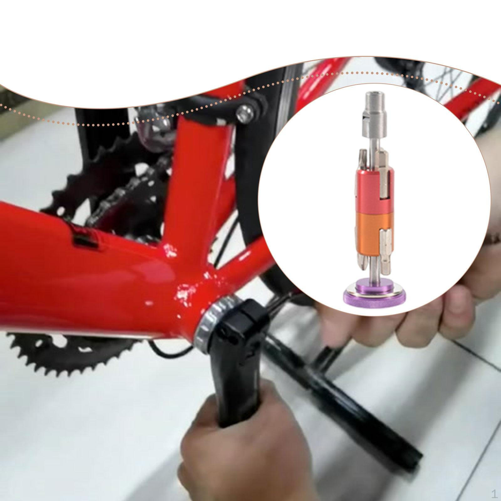 

Bike Wrench Multi Tool Accessory 6 in 1 Design Sturdy Aluminum Alloy Repair Attachment фиолетовый