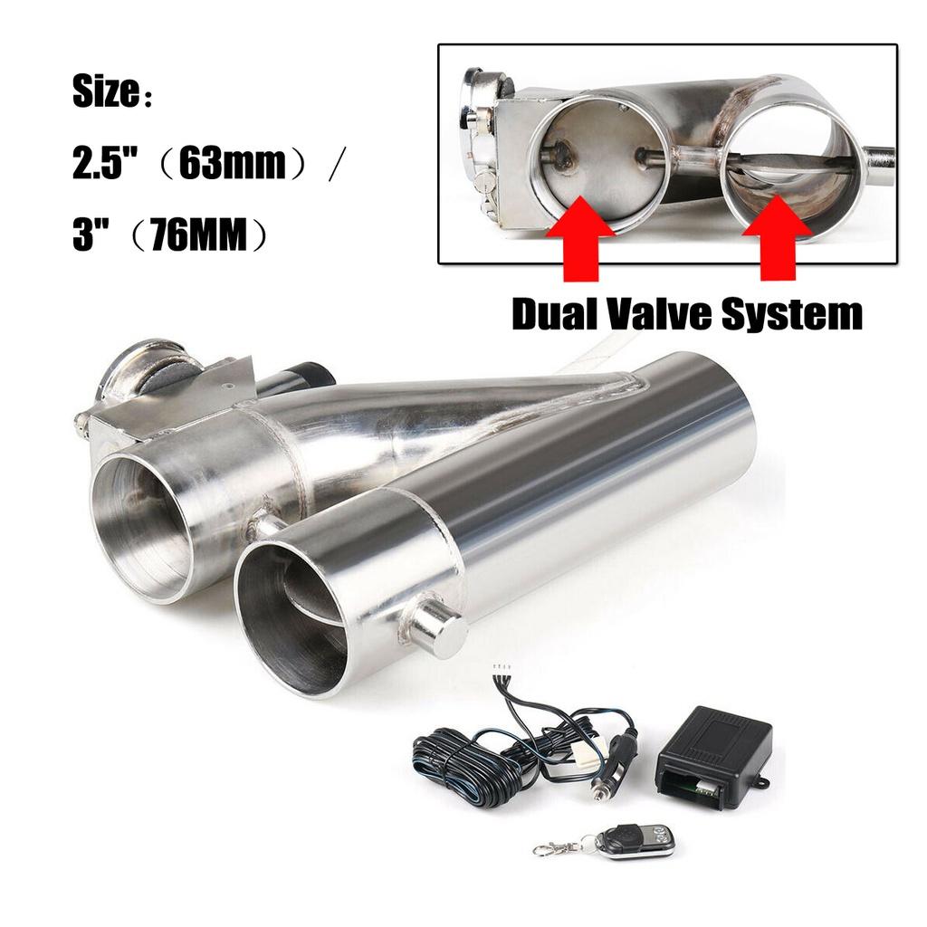 3" 2.5'' Double Valve Car Electric Exhaust Cut Out Valve Exhaust Pipe Muffler Kit with Wireless Remote Control