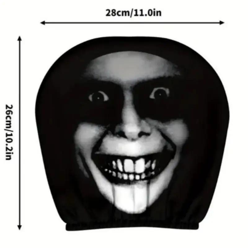 2pcs Face Printed Car Pillowcase Soft Comfortable Decorative Cushion Cover Auto Seat Headrest Washable Polyester Fabric
