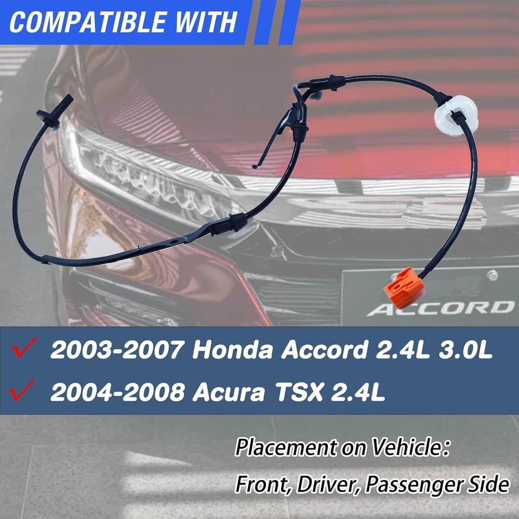 ABS Wheel Speed Sensor Front Left Right Compatible With 2003-2007 Honda Accord 2004-2008 Acura TSX Driver Passenger Side ABS Sensors # 57450-SDC-013