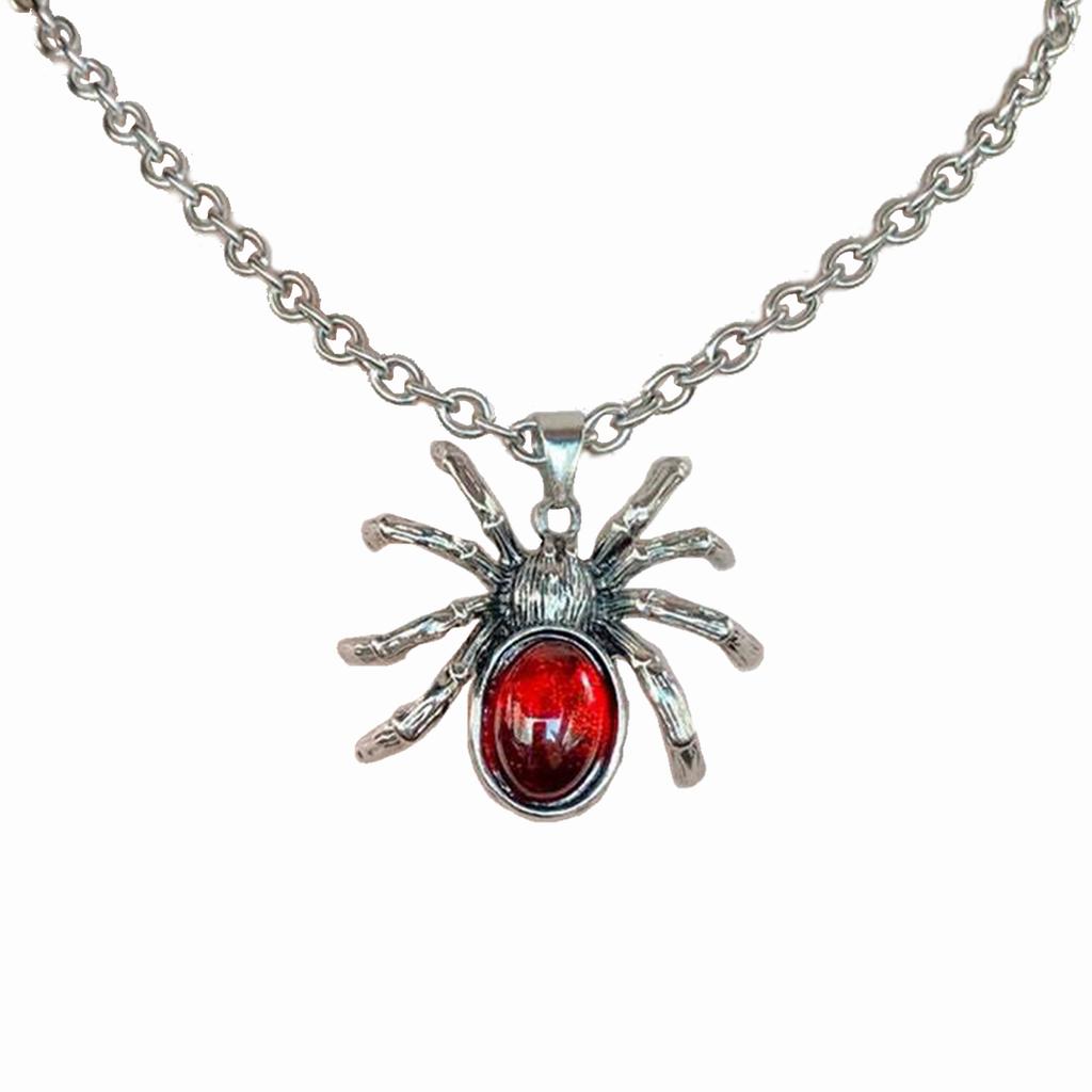 Fashion Crystal Spider Pendant Necklace Y2K Metal Chain Statement Choker Necklace for Women Men Club Punk Jewelry