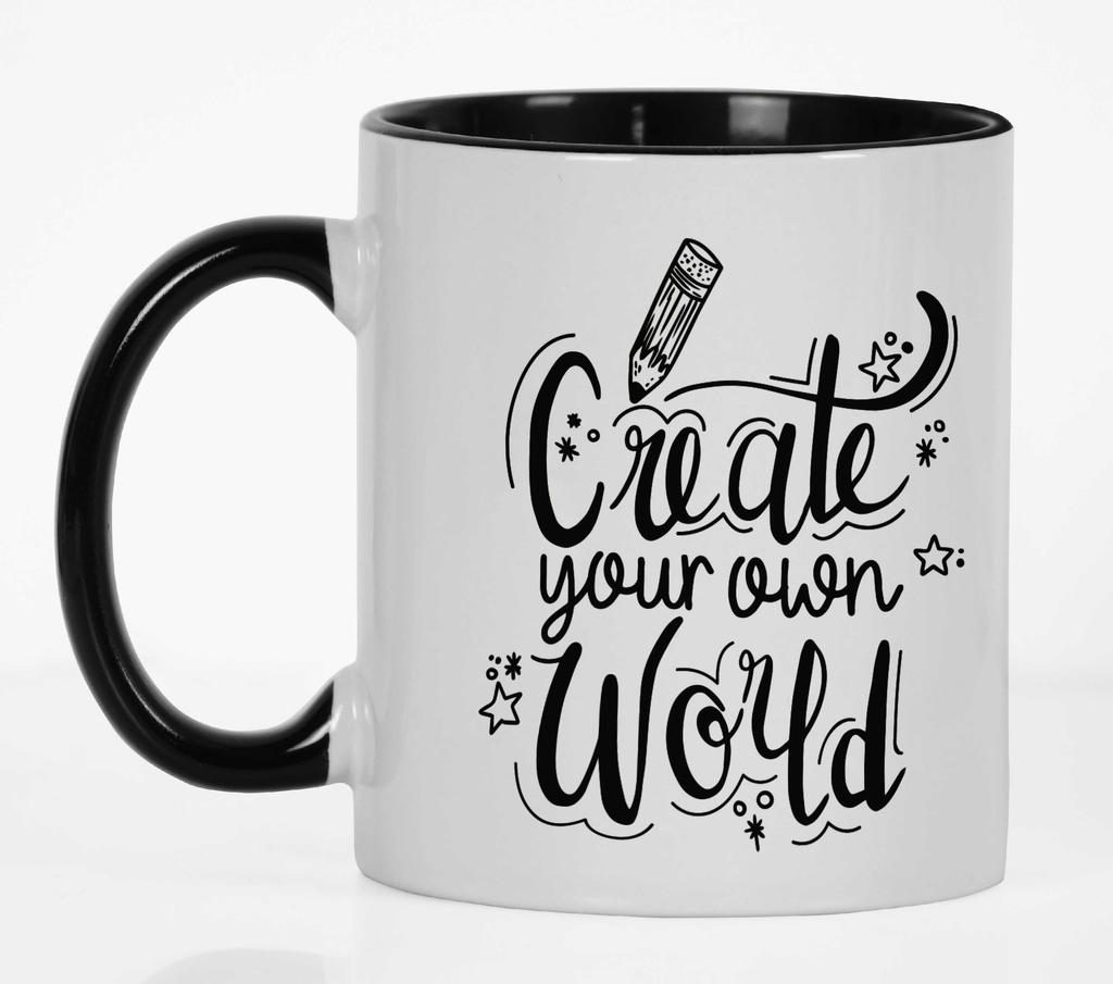 Inkdotpot Create Your Own World  11 Oz  Ceramic Coffee  Mugs Inspirational Quotes Gift For Co-Worker Boss
