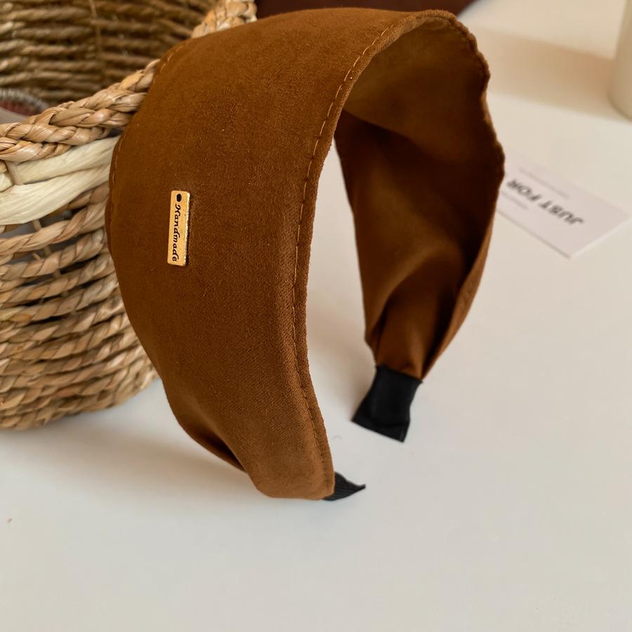 Vintage Maillard Wide Leather Headband Headband High Cranium Top Versatile Hair Accessories Women