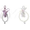 Plush Rabbit Pendant Stuffed Doll Girl Backpack Decor Heart Pearl Keychain Gift